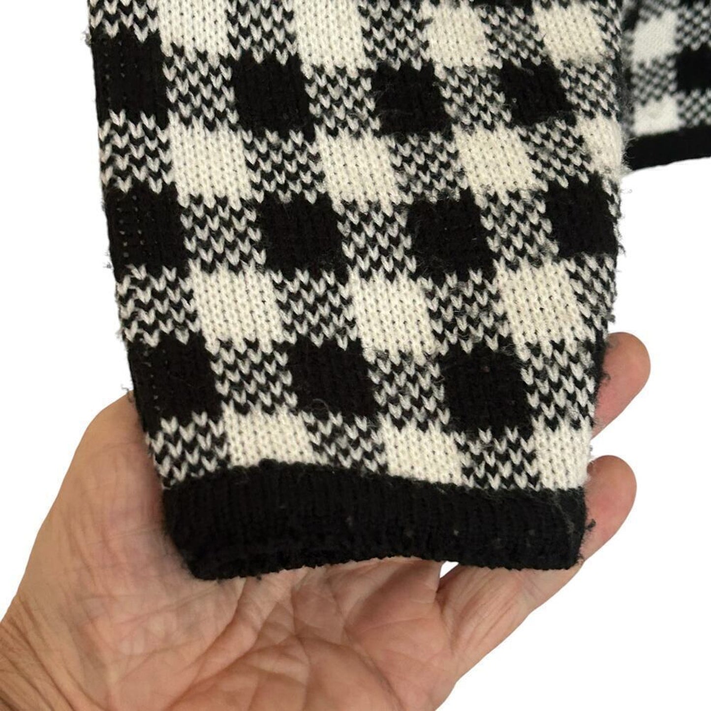 Crystal-Kobe Womens Houndstooth Sweater Gold Button Cardigan Sz. XL