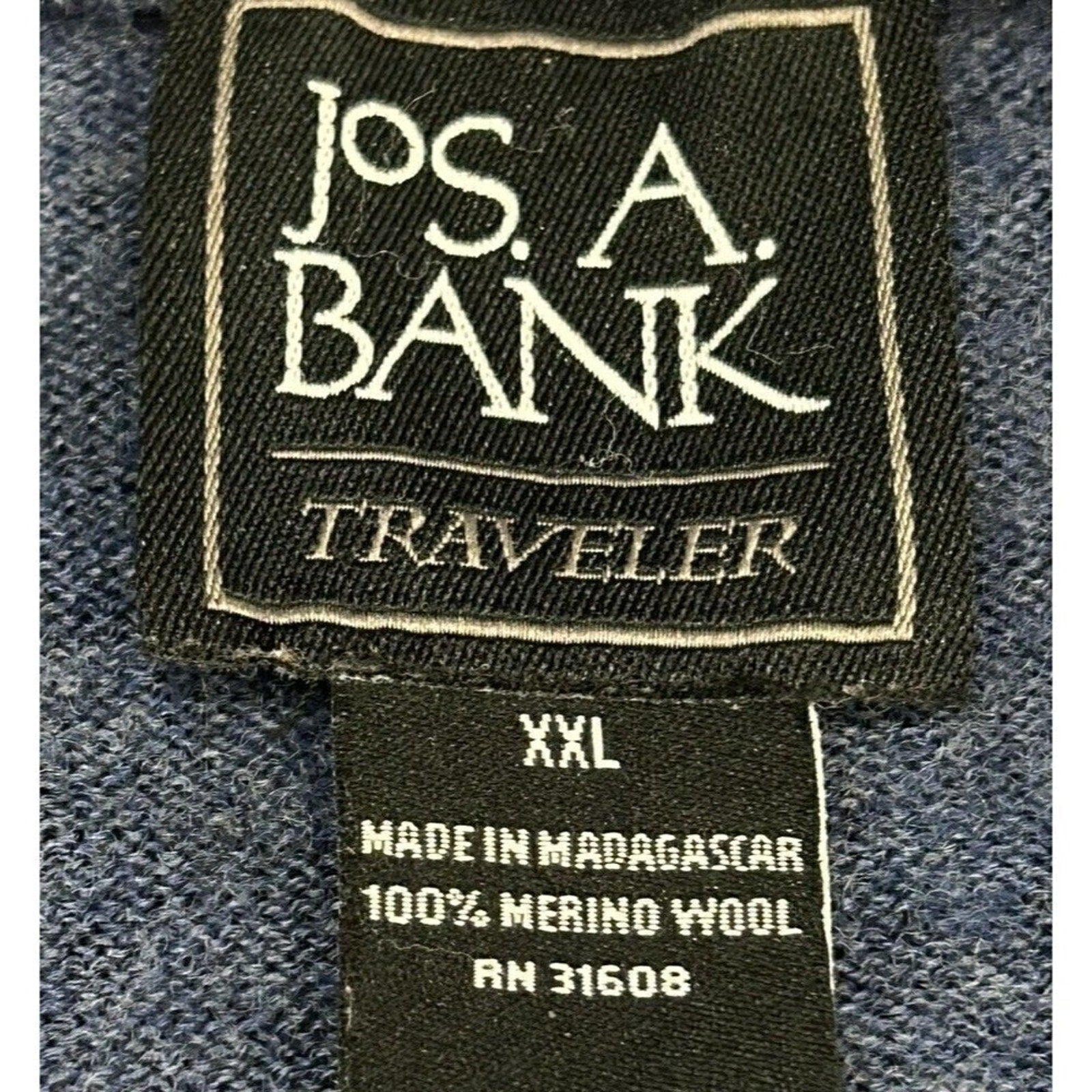 JOS A BANK 100% Merino Wool Men's Sweater TRAVELERS Blue SZ. 2 XL (XXL) #J1330