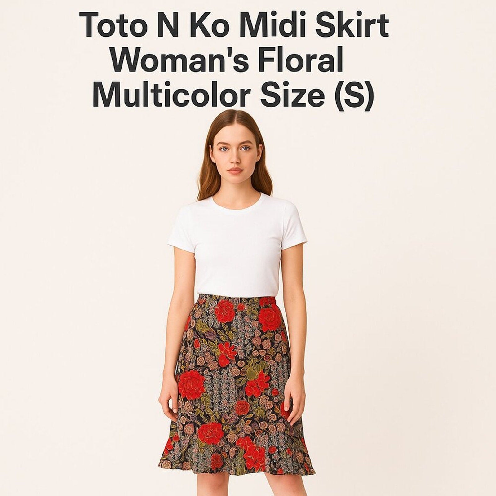 Toto N Ko Midi Skirt Woman's Floral Multicolor Size (S) See Photos #1086