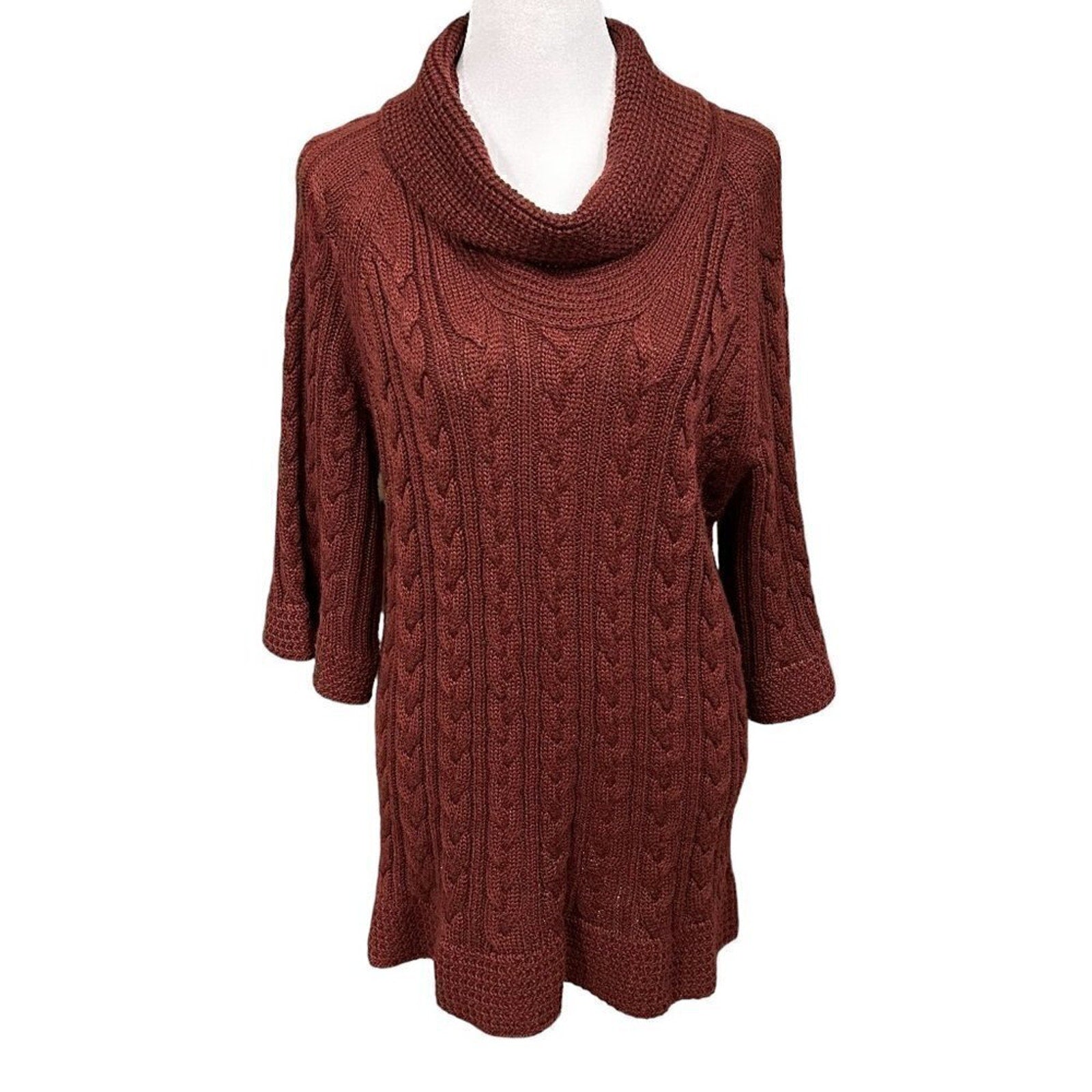 Coldwater Creek Womens Sweater Cable Stitch Vintage Fisherman Size XL /18 #L1374