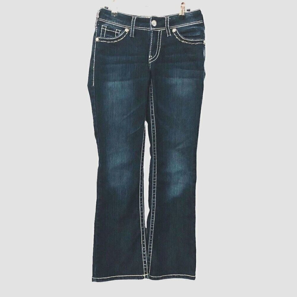 Silver Women's Jeans Size W26/L30 Medium Wash Denim Suki Flap Boot Cut #1083