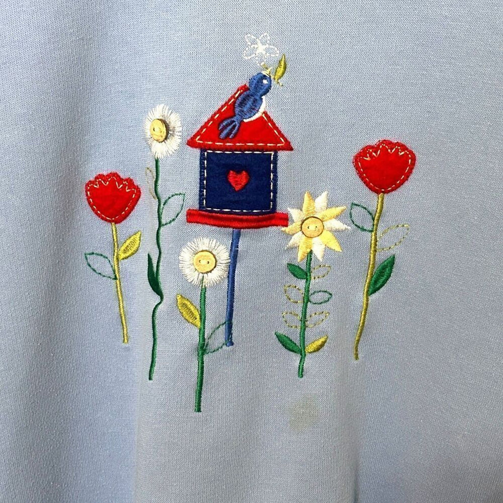 Kim Rogers Women's Size M Flowers, Sweatshirt, Mock T-Shirt Collar  #A-1594