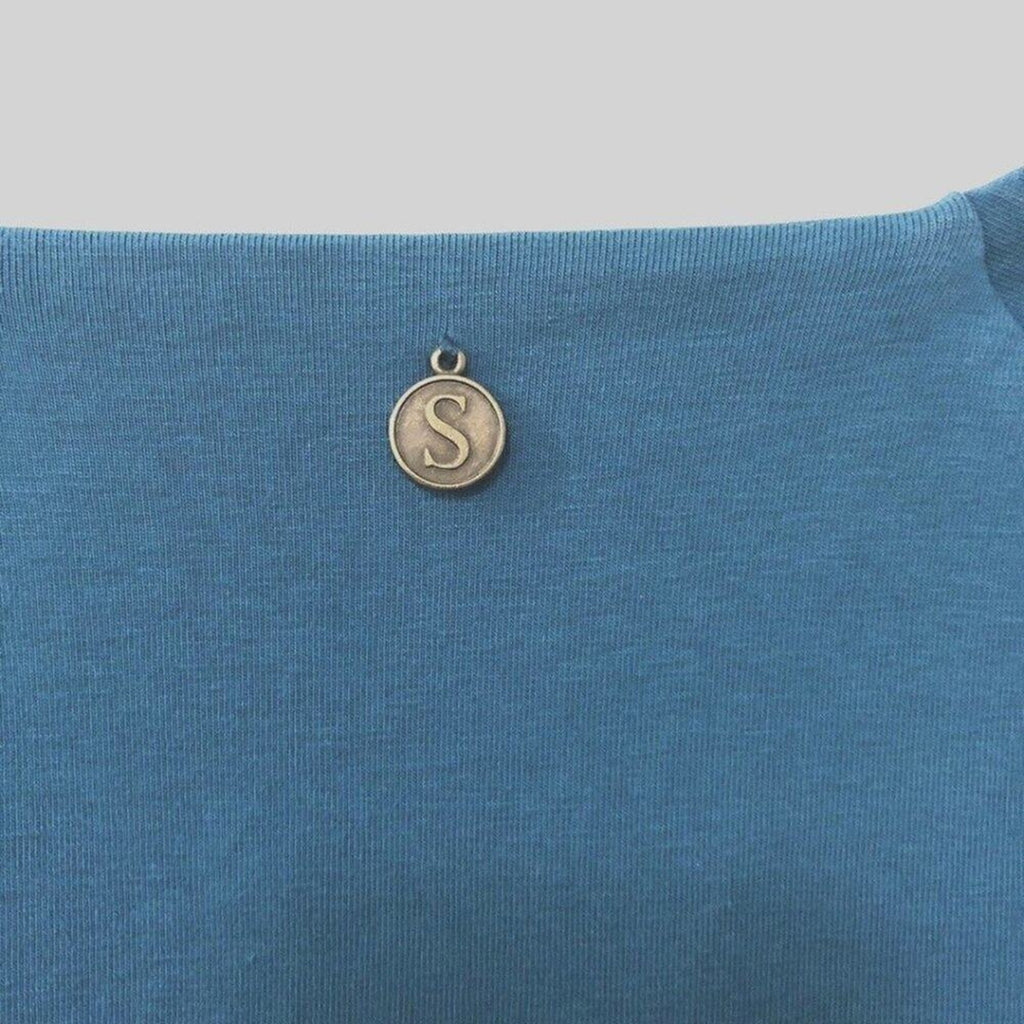 Soft Surroundings Size L Ruched Midi Dress | Teal‑Green‑Blue Cotton Blend