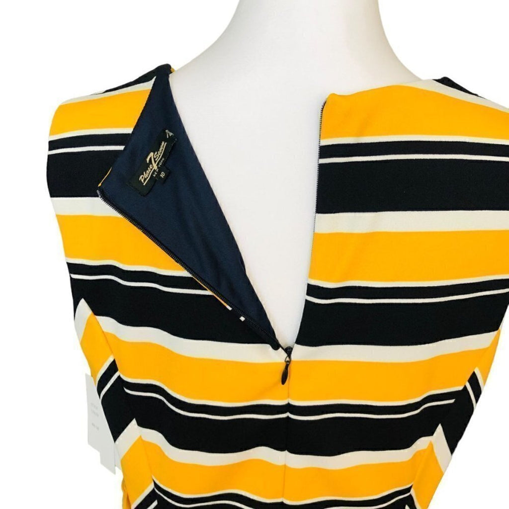 Phase 7 Efficient Profession Dress – Bold Yellow/Black/White Stripe – Size 10 Sleeveless