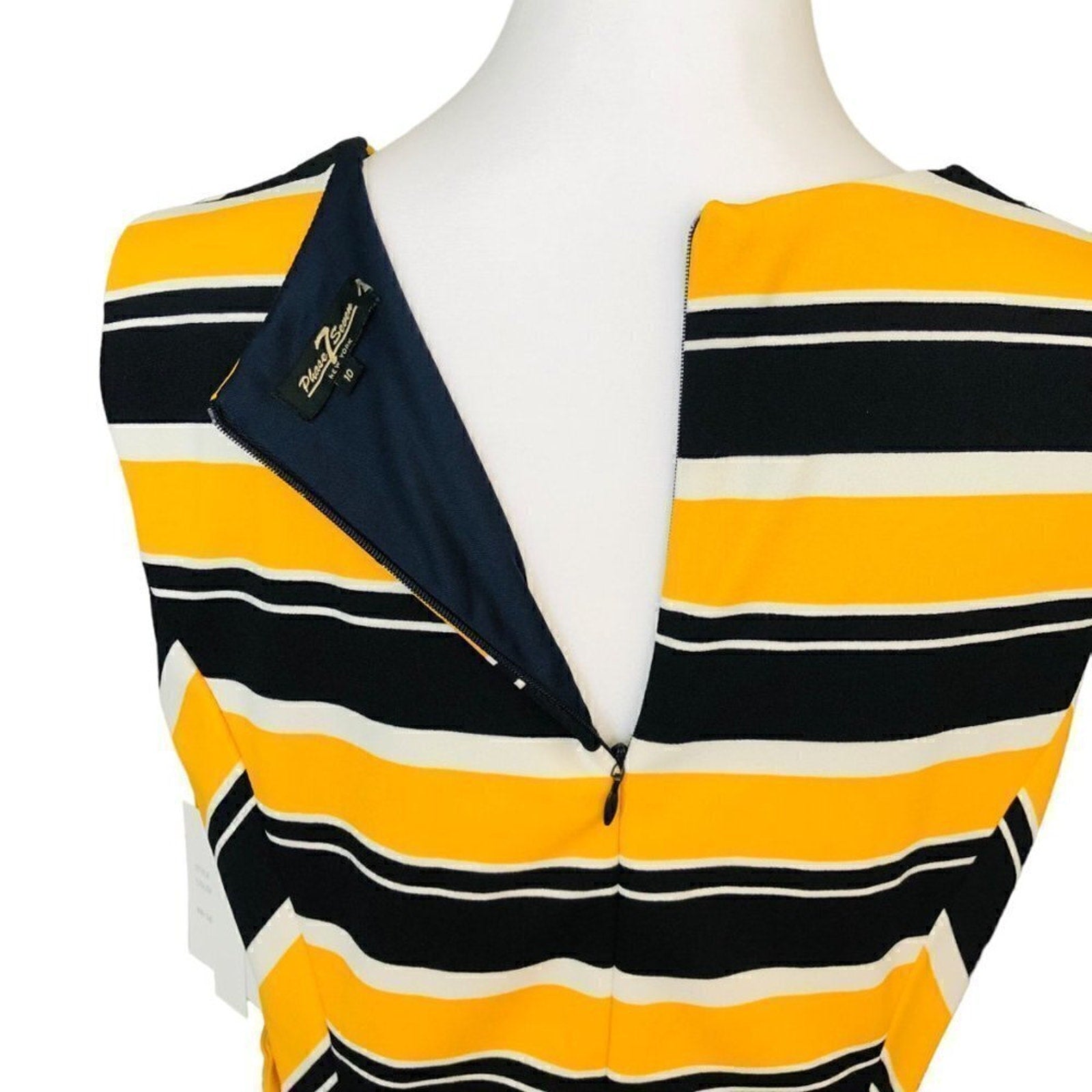 Phase 7 Efficient Profession Dress – Bold Yellow/Black/White Stripe – Size 10 Sleeveless
