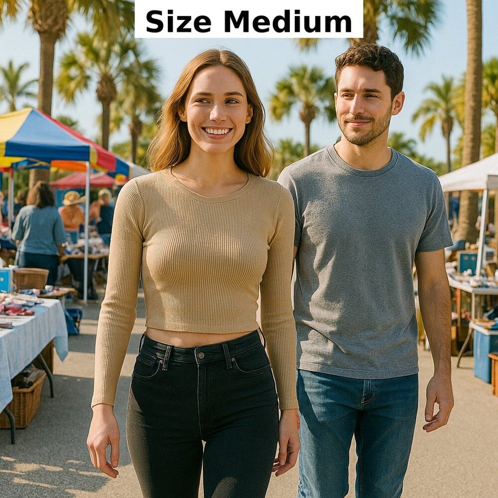 ZARA Beige Crew-Neck Long-Sleeve Crop Top (Size M) – Lightweight, All-Season Style #1085