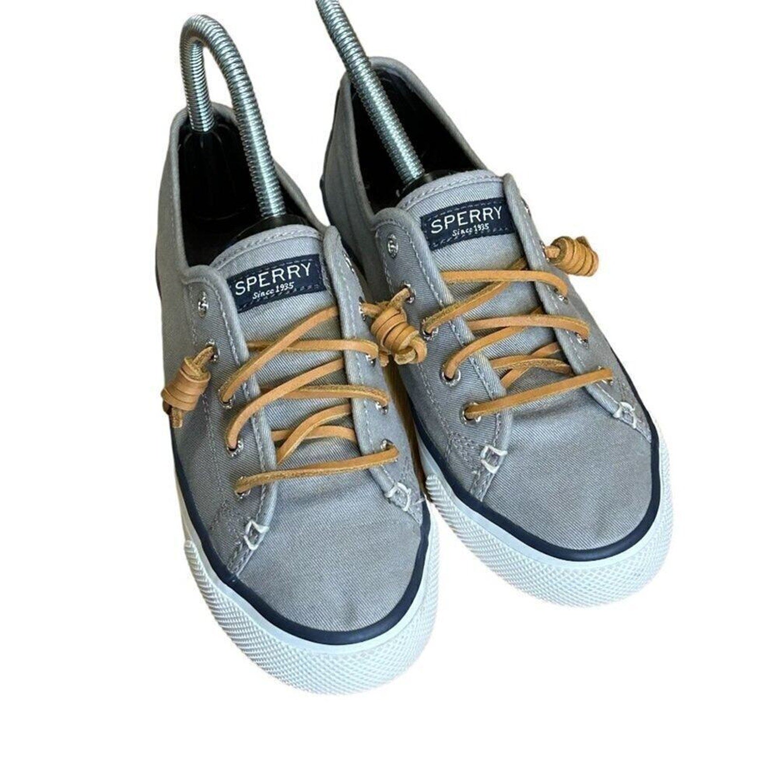 Sperry TopSider Boat Shoe Slip-on Women's 6 - Grey Shoes Brown Laces