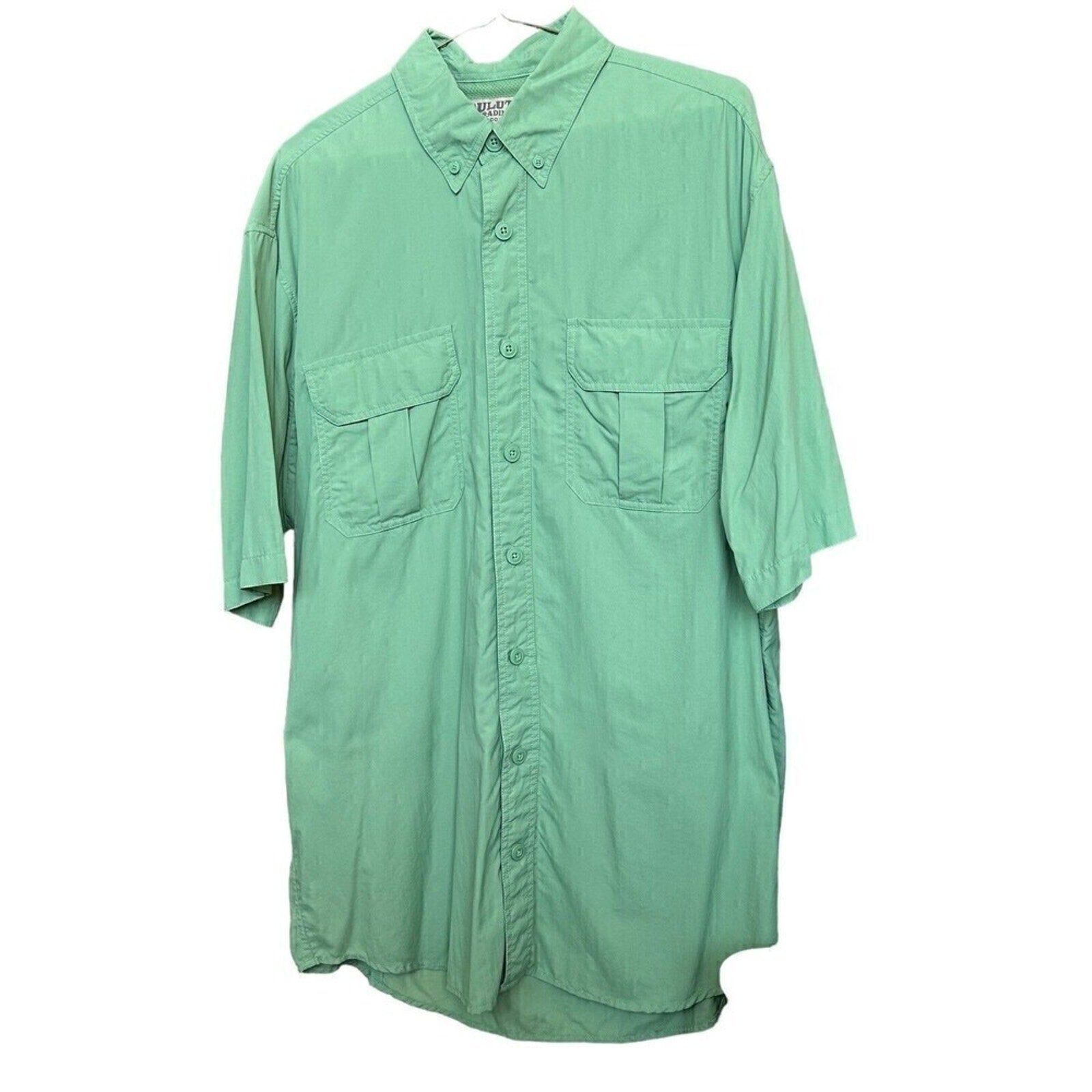 Duluth Trading Green Nylon Short Sleeve Shirt Outdoor Men's Size L/T #E1200