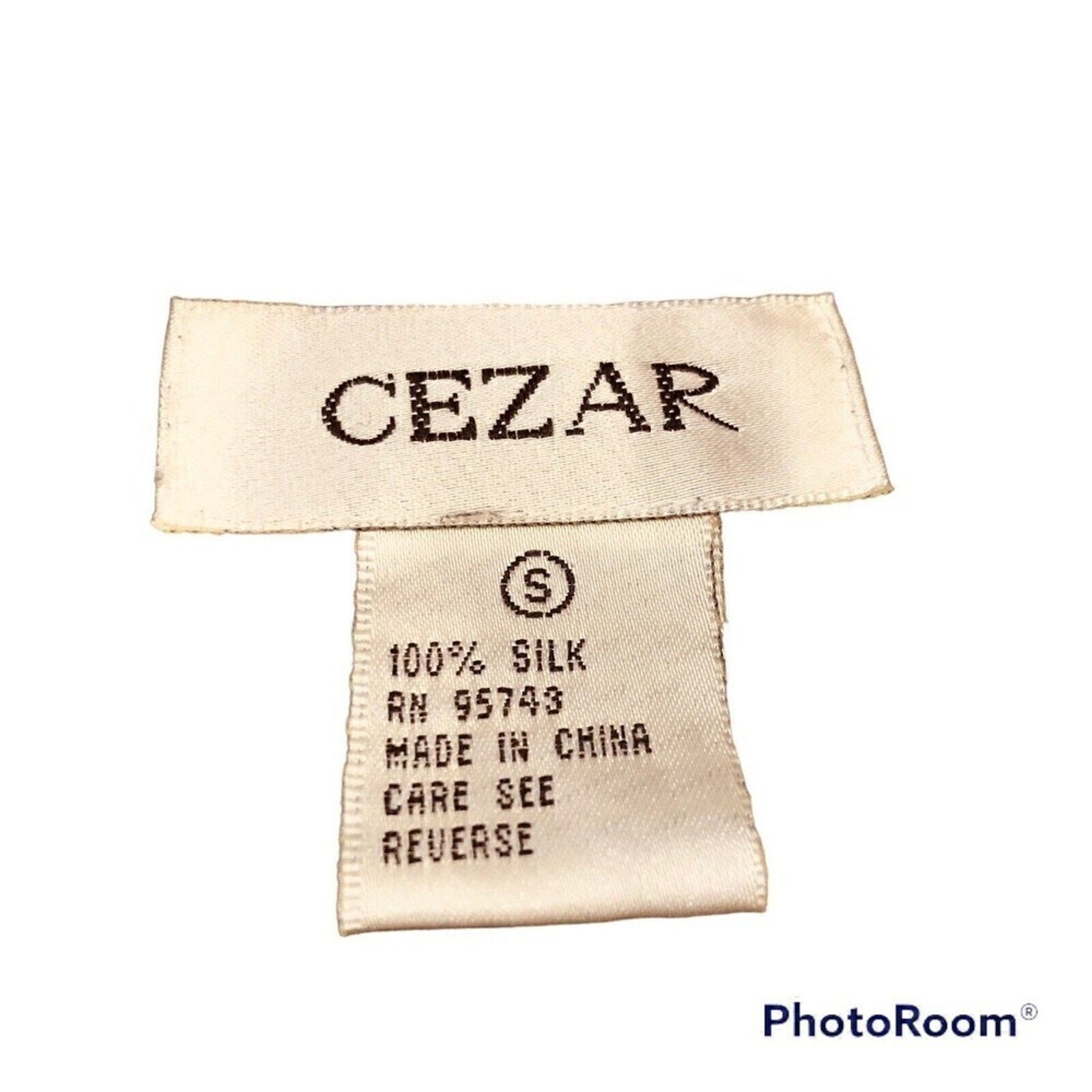 Vintage Cezar 100% Silk Circles Printed Buttoned Long Sleeve Blouse Size S/M