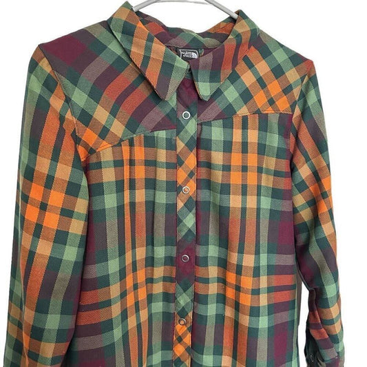 The North Face Plaid Womens Shacket Snap Button Lined Size M #HR
