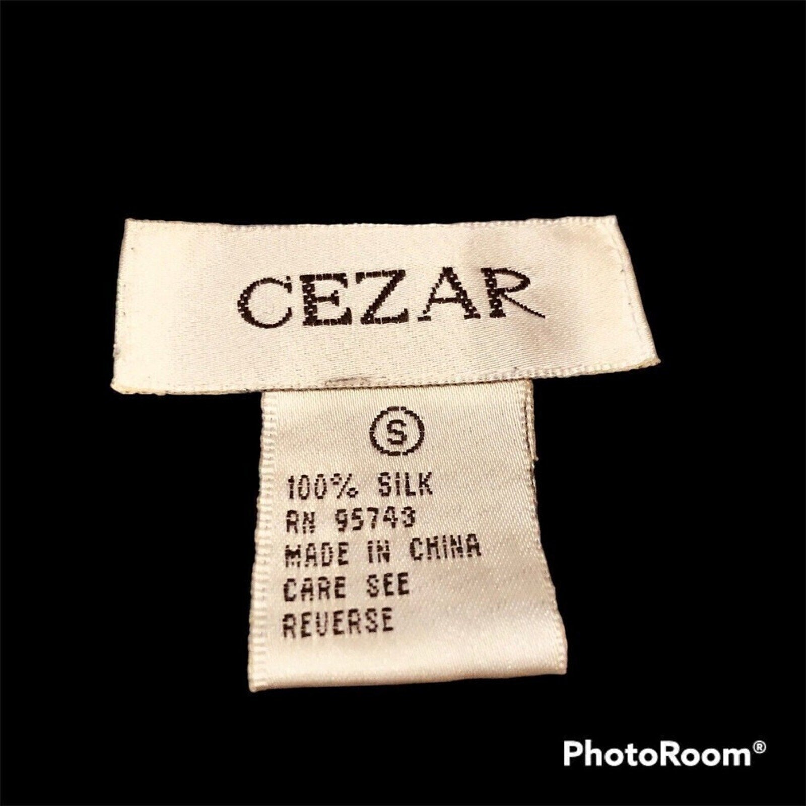 Vintage Cezar 100% Silk Circles Printed Buttoned Long Sleeve Blouse Size S/M