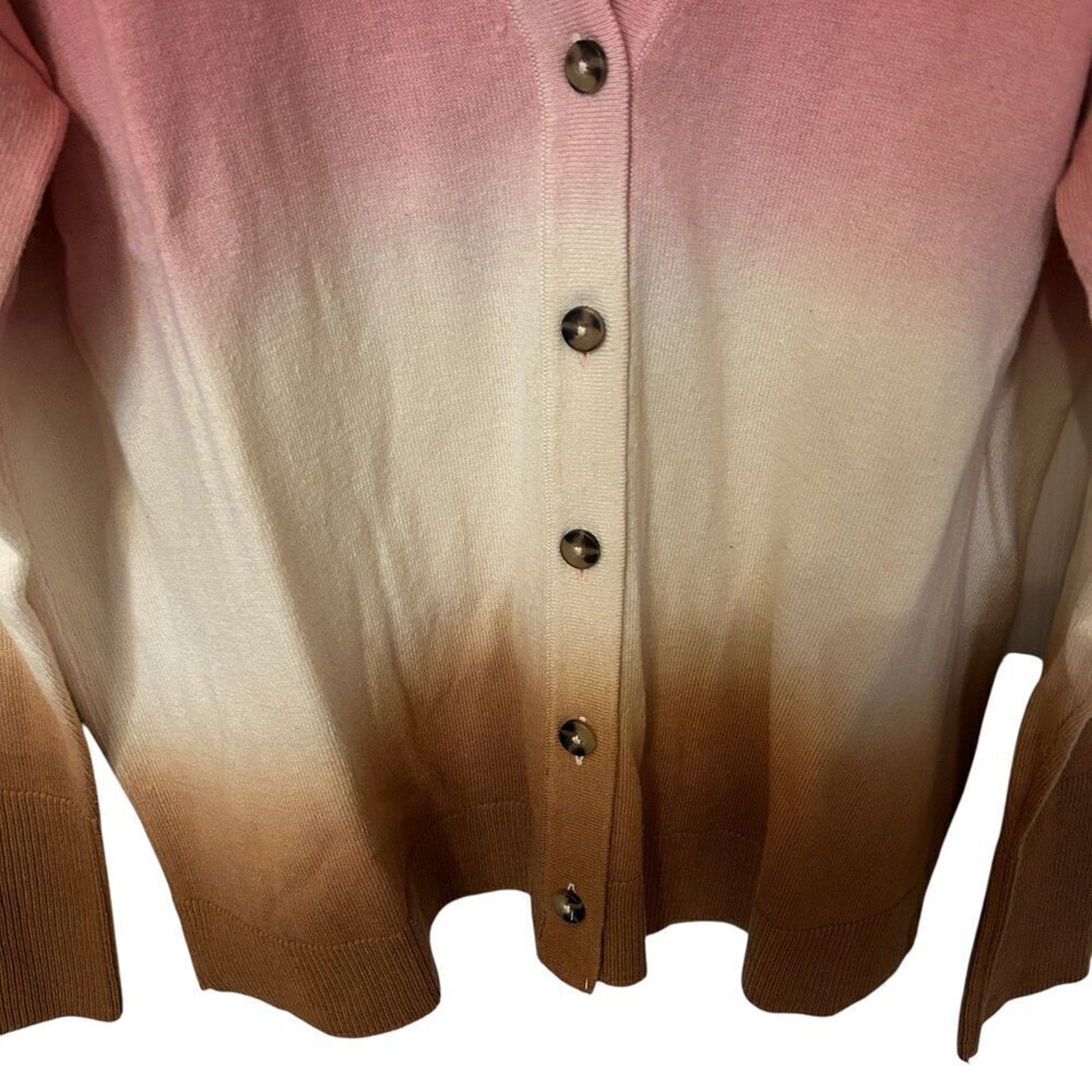 J.Jill Women's Dip Dyed Sunset Ombre Button Up Cardigan Sweater Size M #C1622