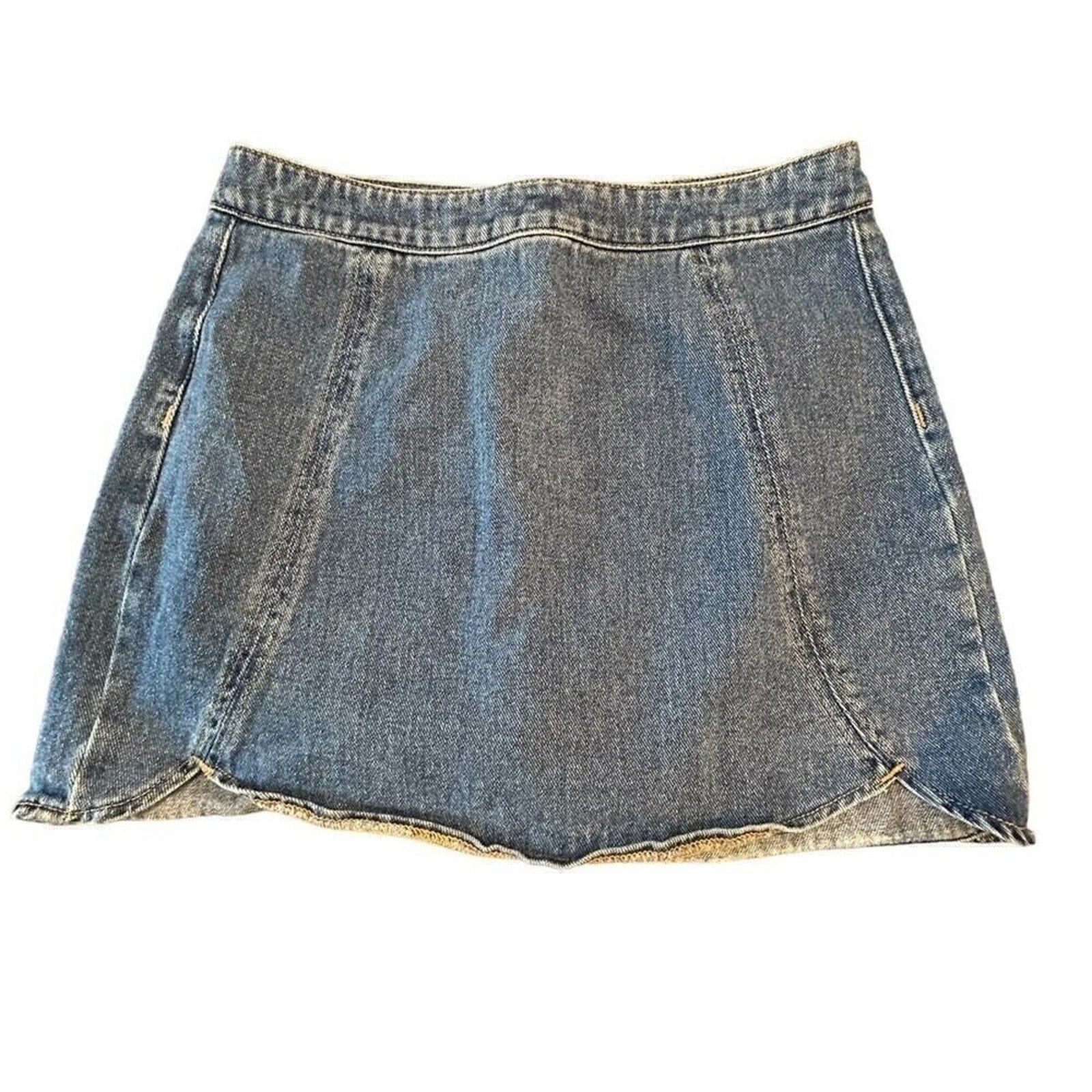 Pacsun Womens Blue Denim Medium Wash Casual Back Zip Mini Skirt Size 27 #A1161