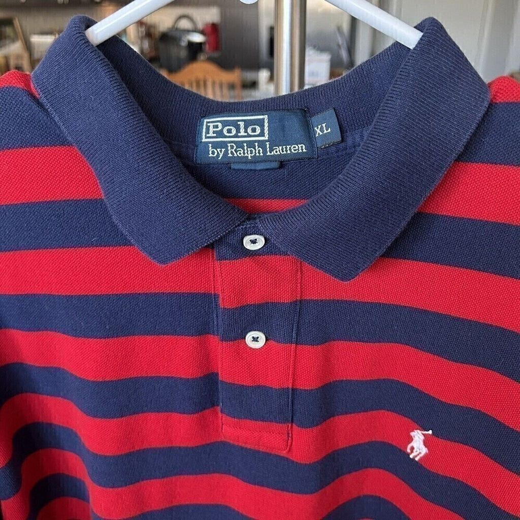 Polo By Ralph Lauren Shirt Mens Size XL 100% Cotton Blue Red Striped #H1311
