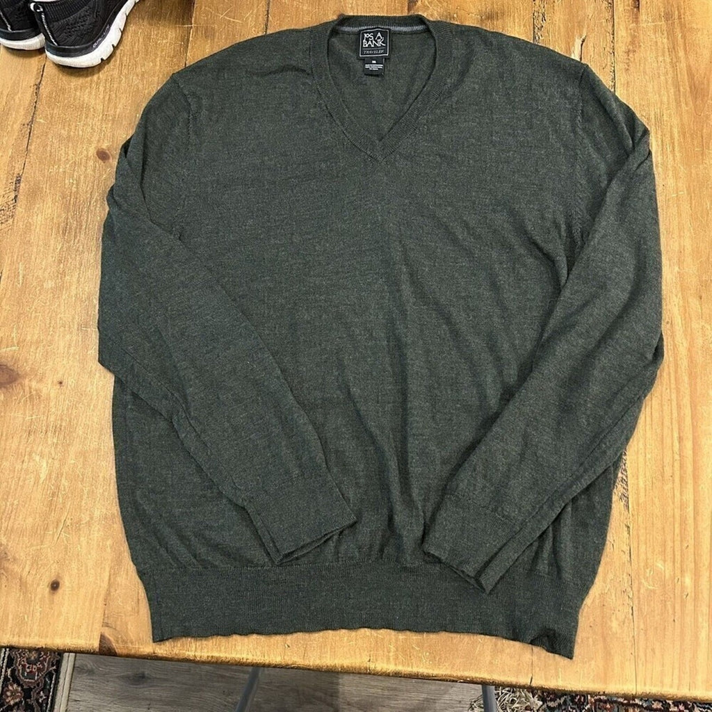 JOS A BANK 100% Merino Wool Men's Sweater TRAVELERS Green SZ. 2 XL (XXL) #J1331