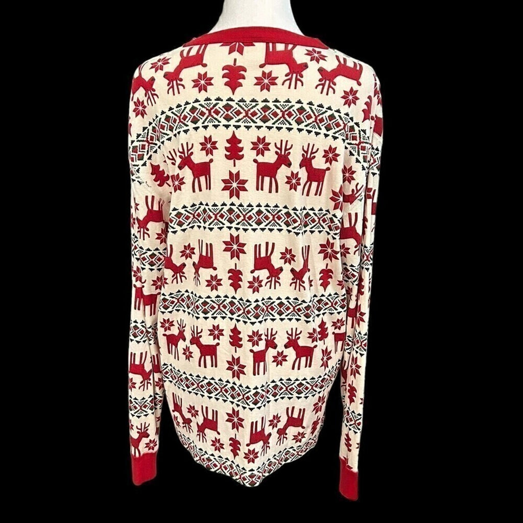 Hanna Anderson Reindeer Womens Top Sz XL Holiday Christmas Lg Slve Shirt #K1354