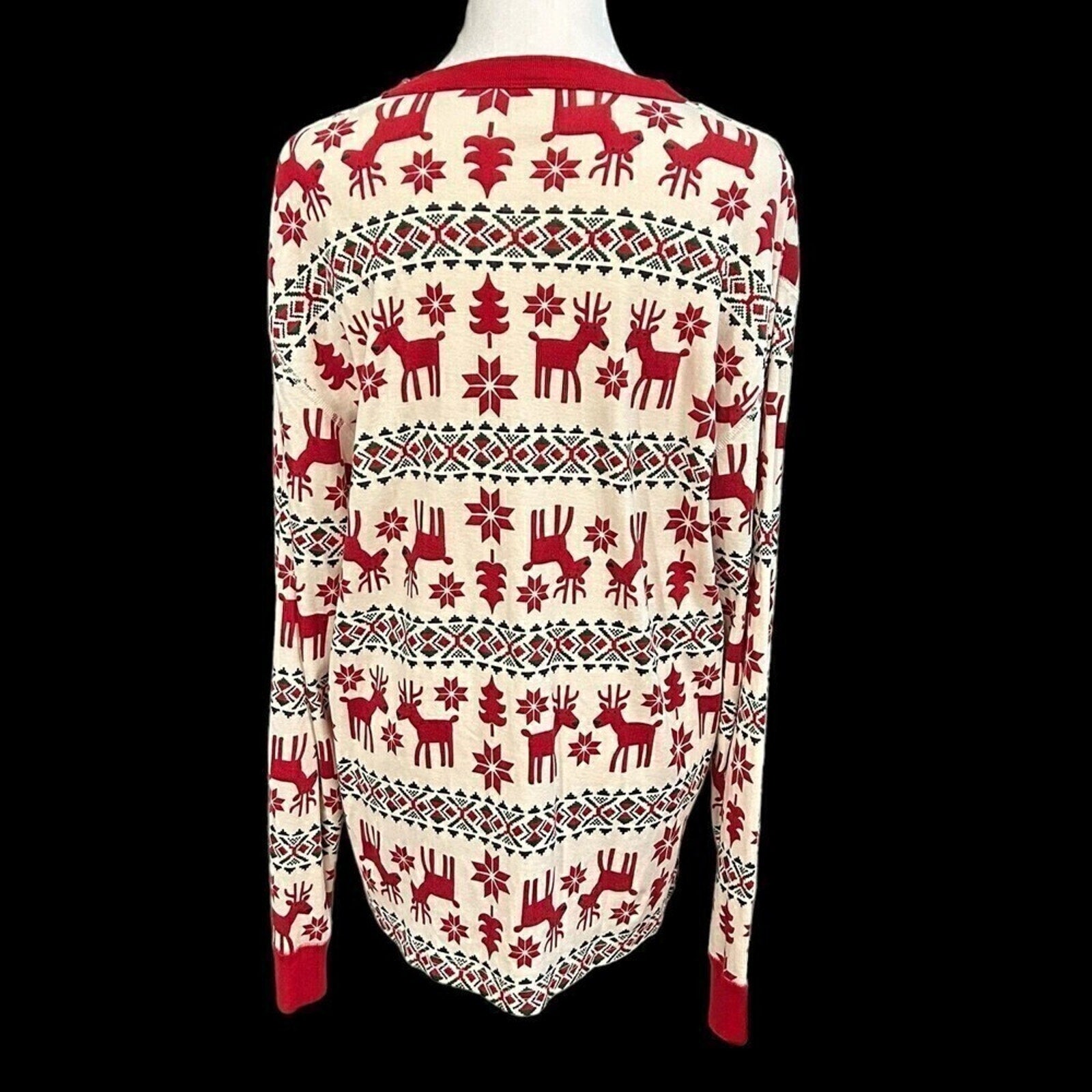 Hanna Anderson Reindeer Womens Top Sz XL Holiday Christmas Lg Slve Shirt #K1354