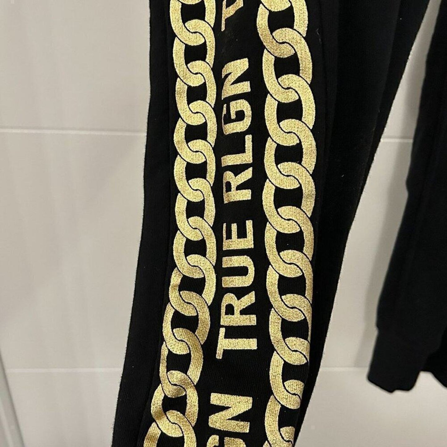 True Religion Unisex Jogger Sweatpants Size 3XL Black, Drawstring Waist #P1452