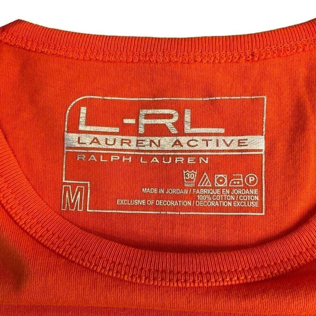 Lauren - Ralph Lauren Women's Embroidered L-RL Crest, Sz. M Orange T-Shirt #1104