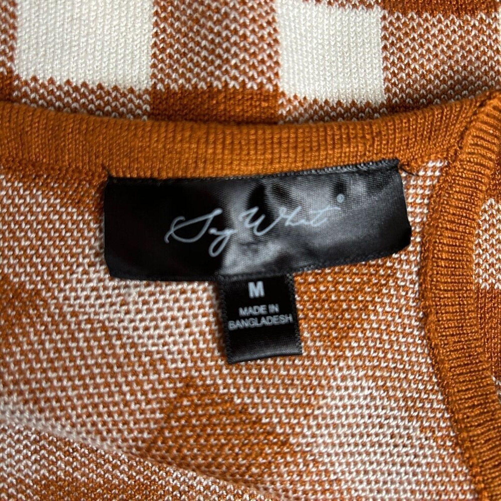 Brown Checkered Stretchy Crop Top M – Spaghetti Strap #M1367