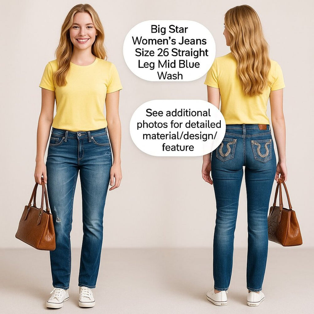 Big Star Women's Jeans Size 26 Straight Leg Mid Blue Wash