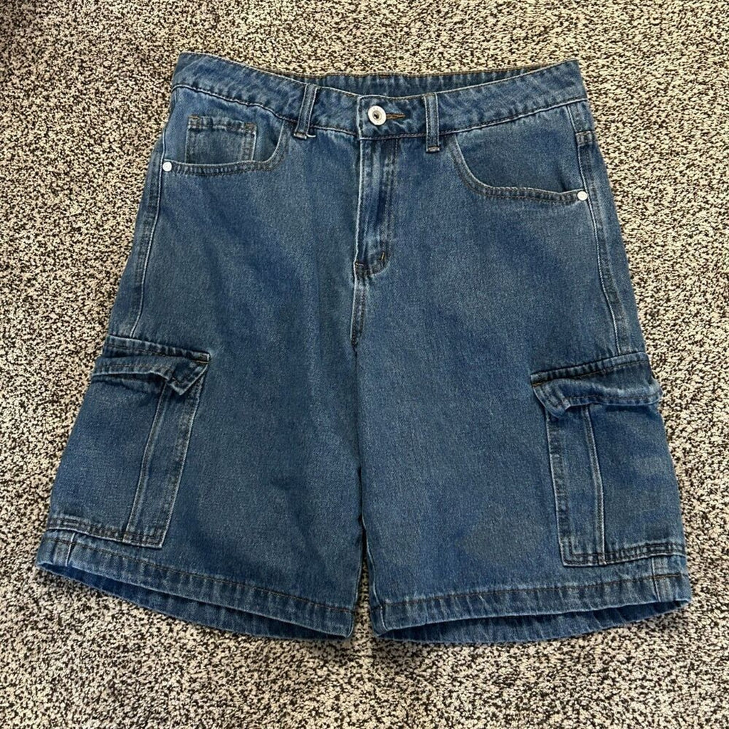 Jean Utility Shorts Size 36, 6 Pockets Unisex Relaxed Fit Legs Cargo