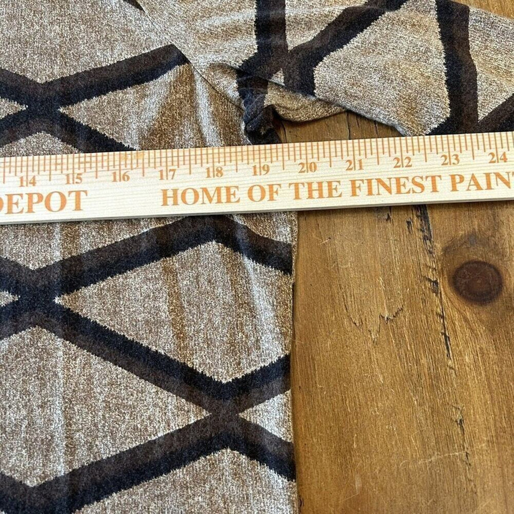 Lauren - Ralph Lauren Blouse Women's Size (L), Brown Geometric, 3/4 Sleeve #1109