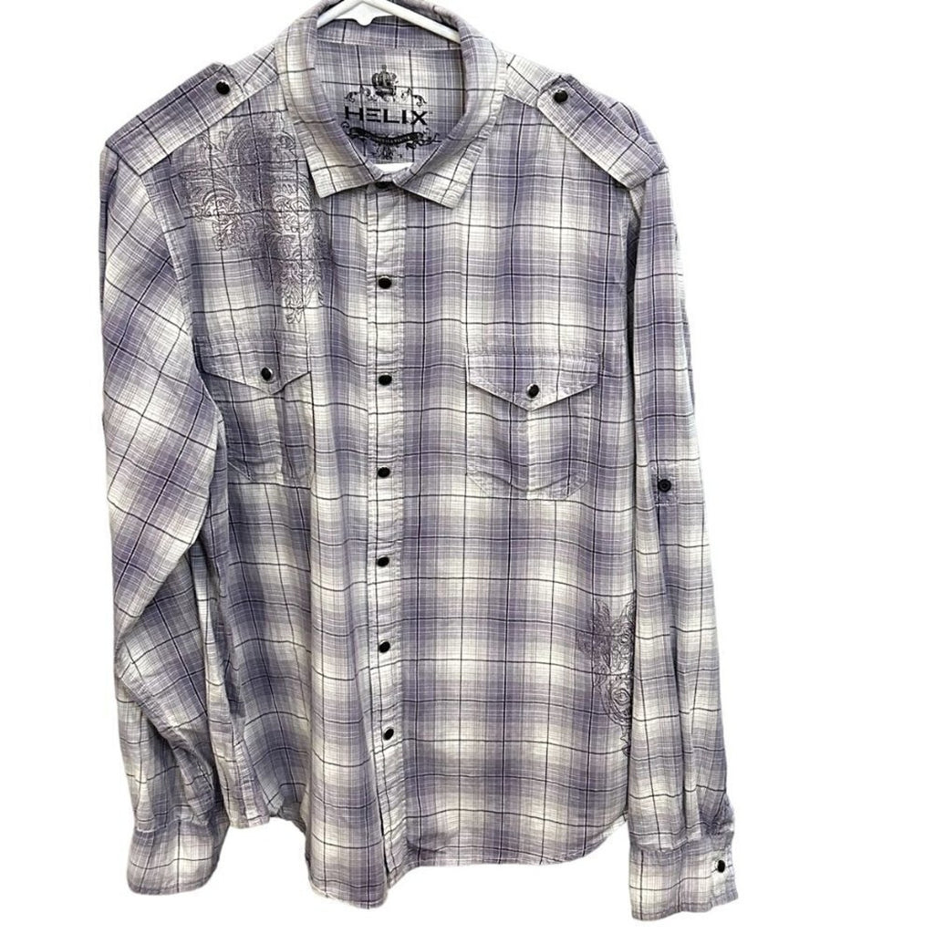 Helix Mens Black Pearl Snap Shirt Size ( XL )  Long Sleeve Western Cowboy #M1386