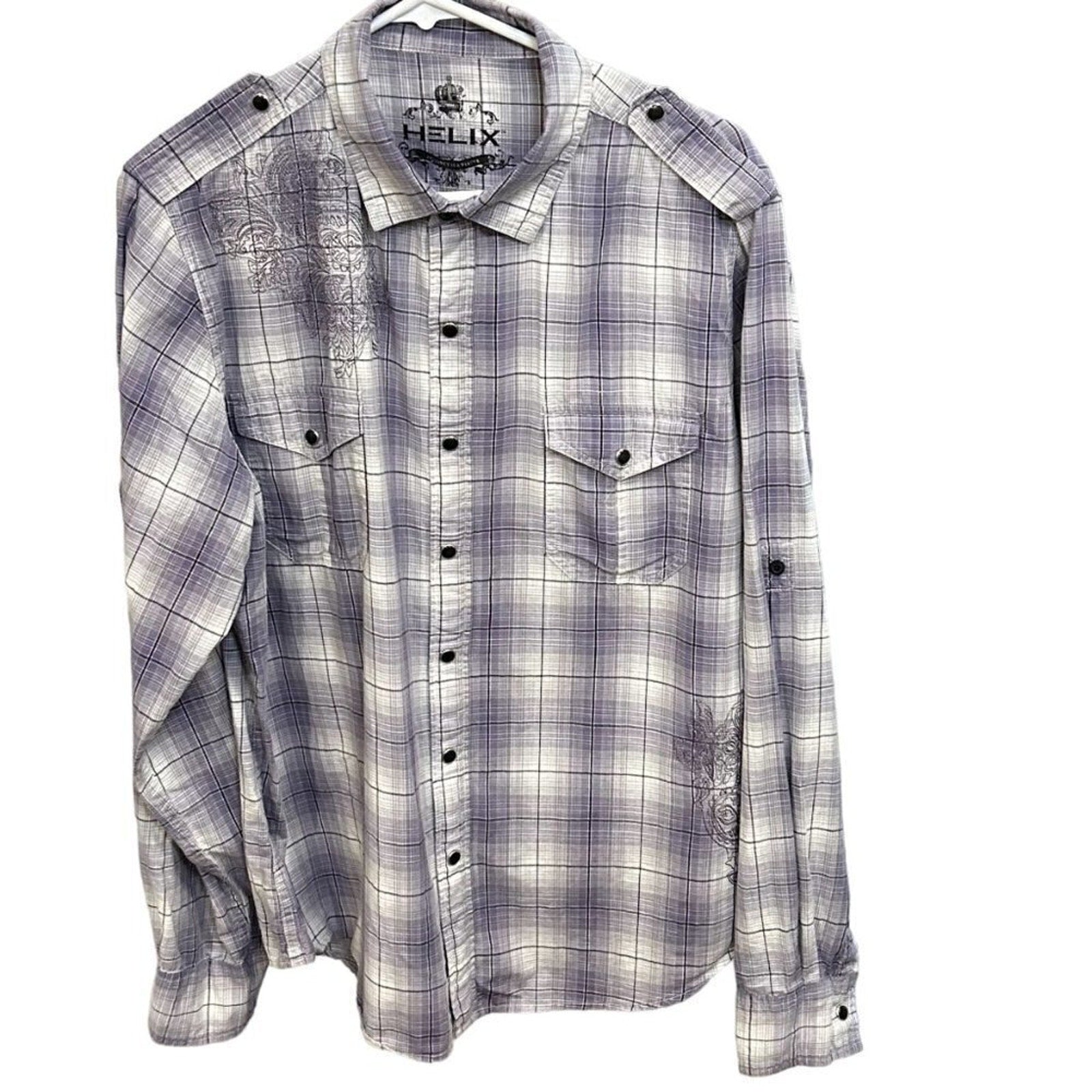 Helix Mens Black Pearl Snap Shirt Size ( XL )  Long Sleeve Western Cowboy #M1386