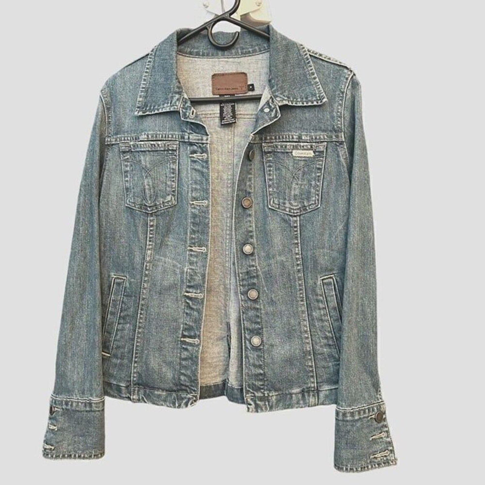 Calvin Klein Women's Denim Jacket, Dark Wash, Button Front  Sz. (M) #1182