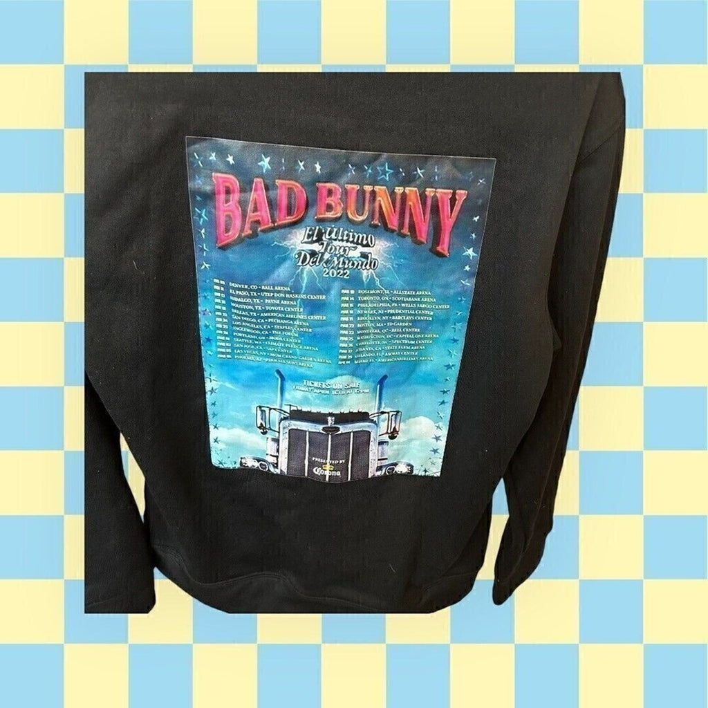 Bad Bunny “El Último Tour” Black Hoodie L – 2022 #J-1339