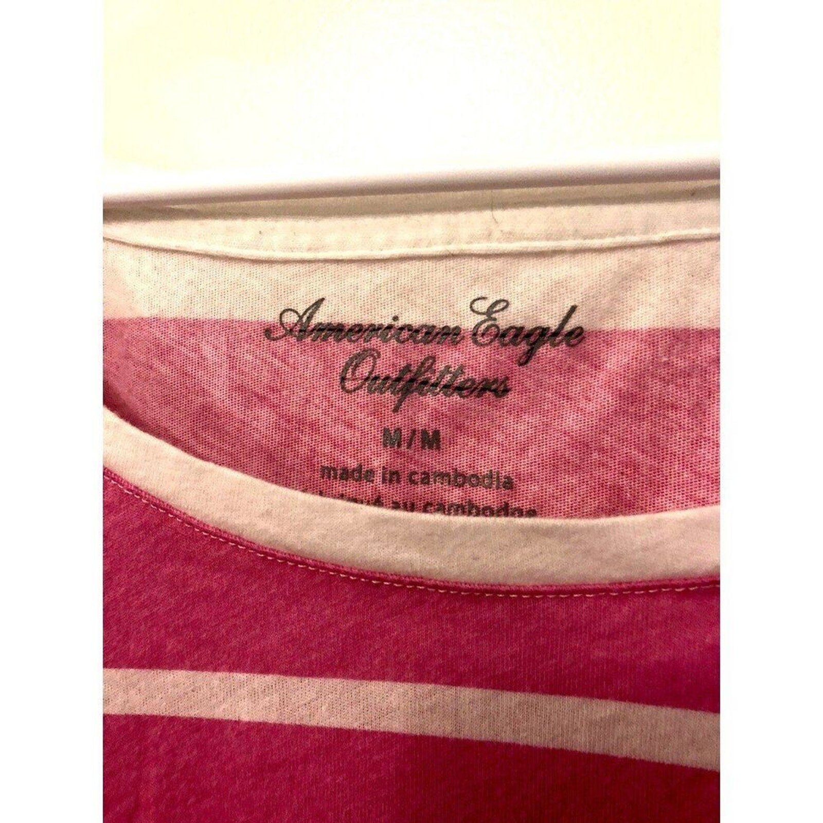 American Eagle Soft & Sexy Long Sleeve T-Shirt – Women’s Size M, Pink & White Stripes, Scoop Neck