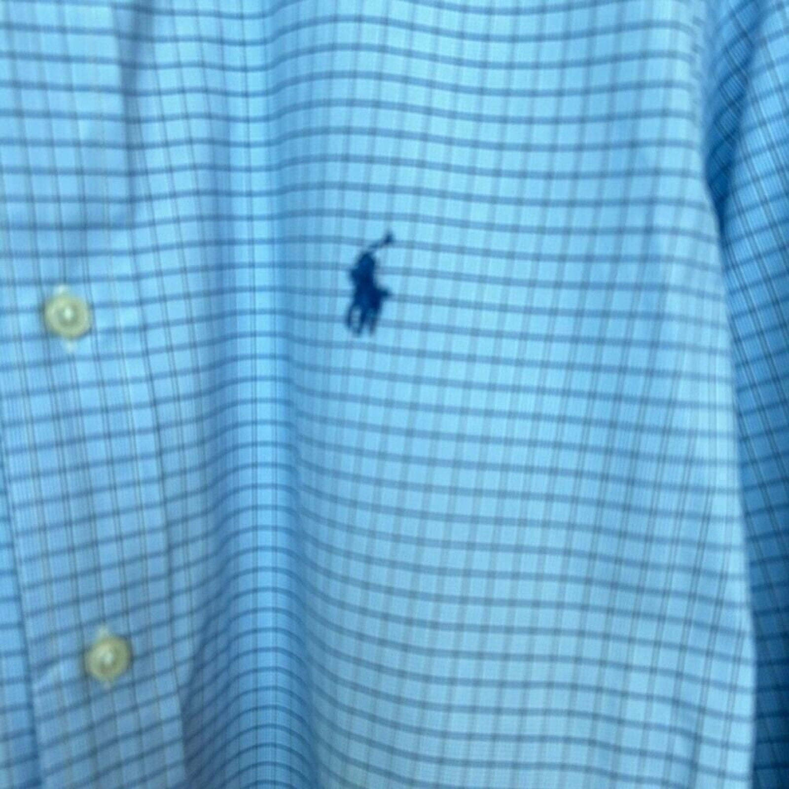 Ralph Lauren Men's Button Down Shirt, Sz. 17, Blue Check, Long Sleeve #11