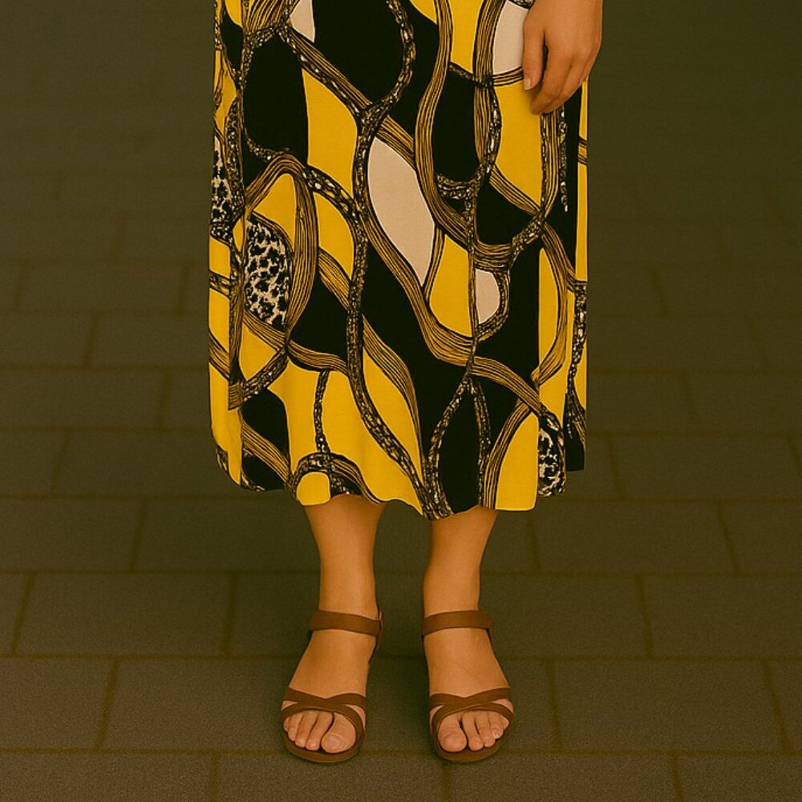 Paris Paris Paisley Maxi Dress Yellow Black Size XL | Boho Casual Comfort