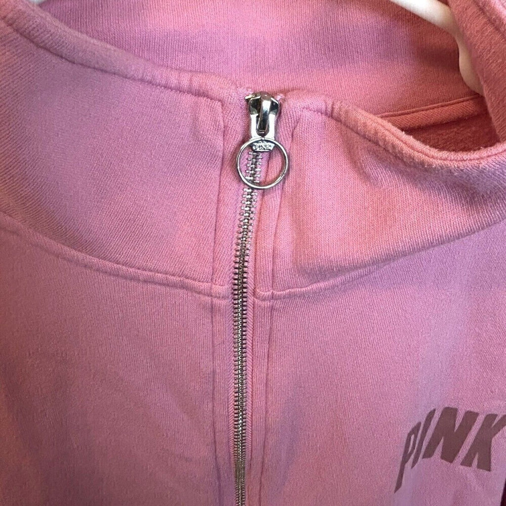 Victoria Secret PINK Full Zip Hoodie W/Side Pockets Pink Logo Size XS #J1328