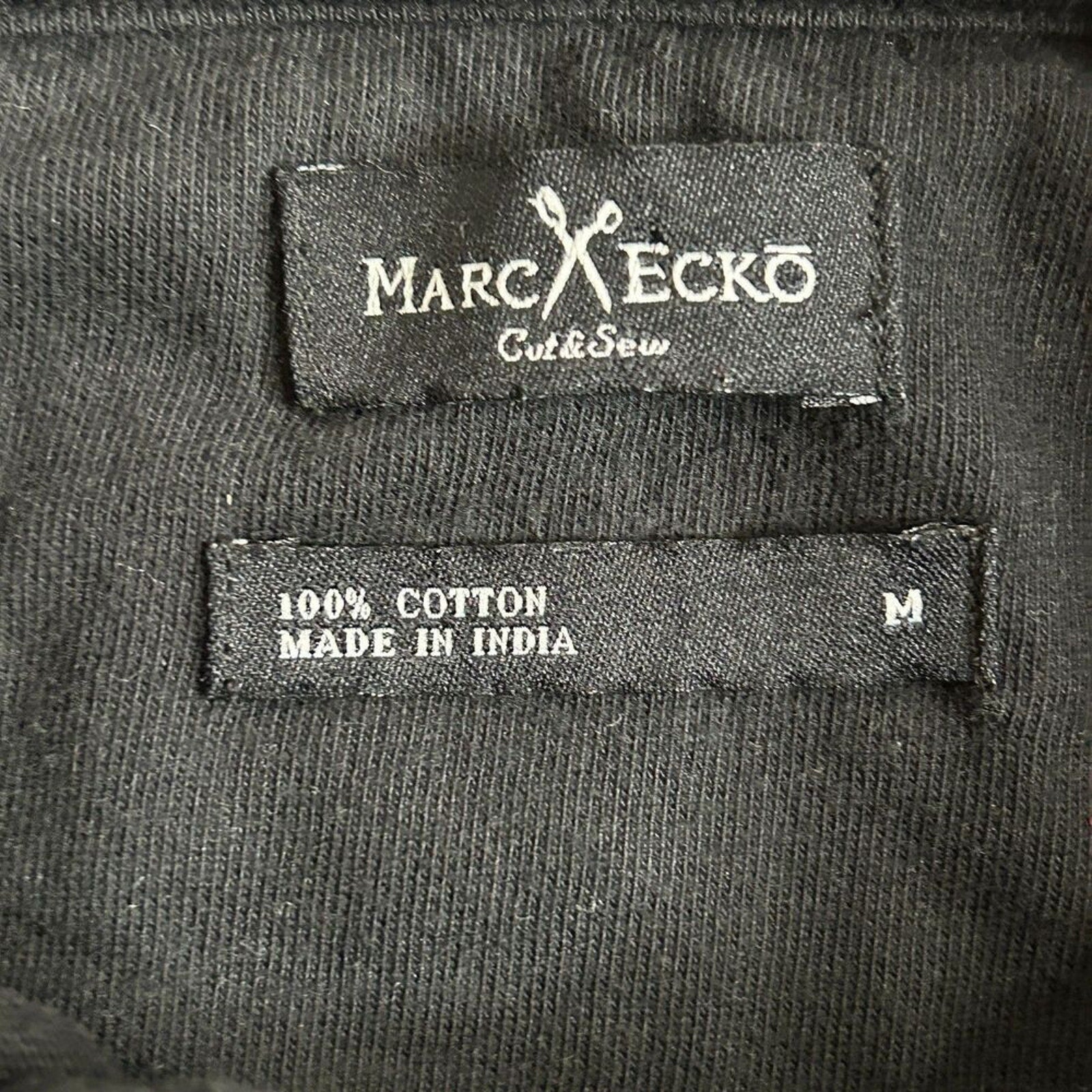 Marc Ecko Super Cool Affliction Black Polo Collar Shirt Size M 100% Cotton