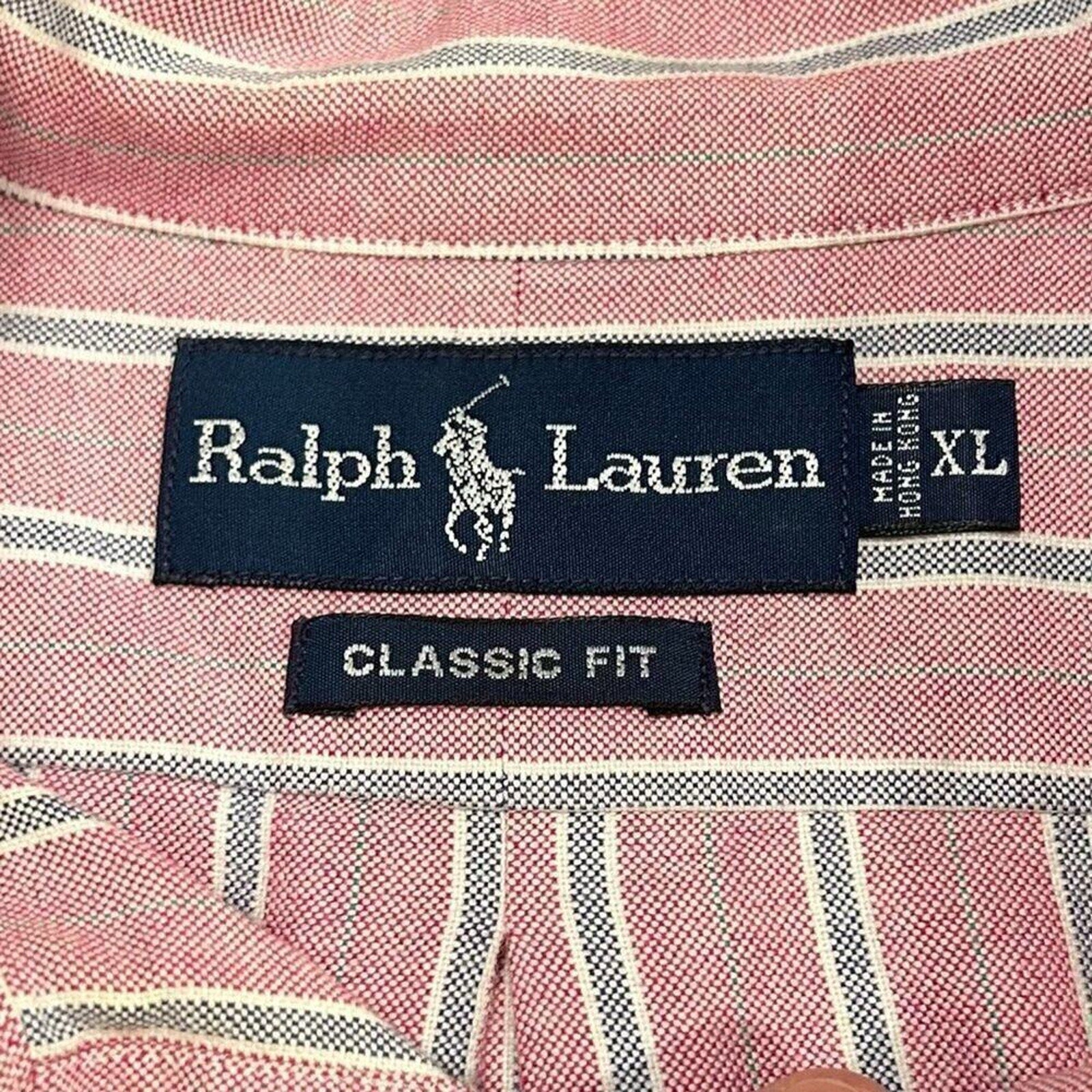 Ralph Lauren Polo Men's Long Sleeve BT Dwn Sz. XL Pink Blue/White Striped #M1393