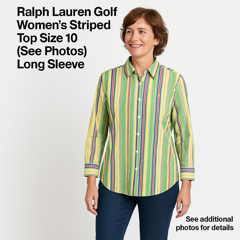 Ralph Lauren Golf Women's Striped Top Size 10 (See Photos) Long Sleeve