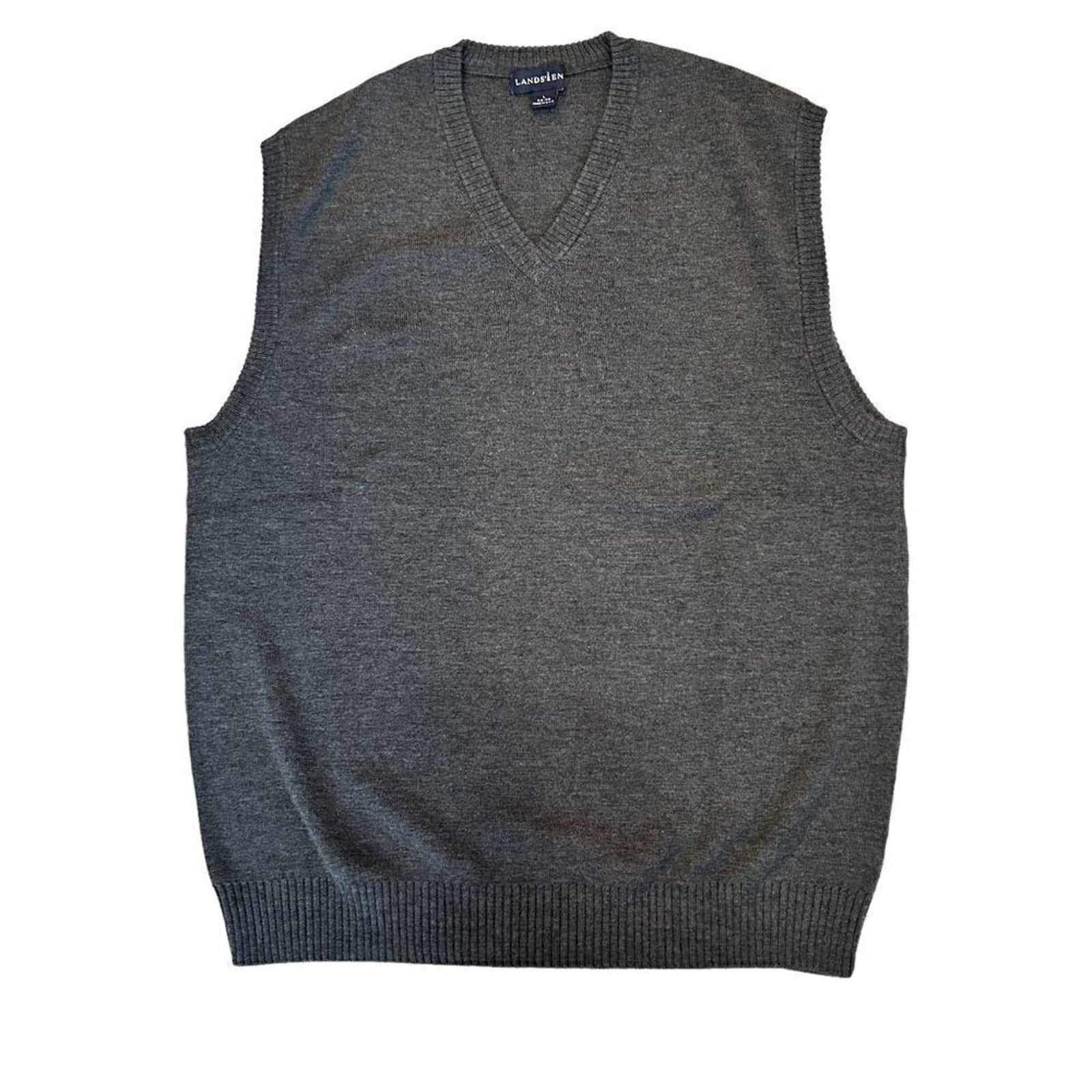 VTG 90's Lands End Sweater Vest Men's Size L Gray Pullover - Golf Style #P1490