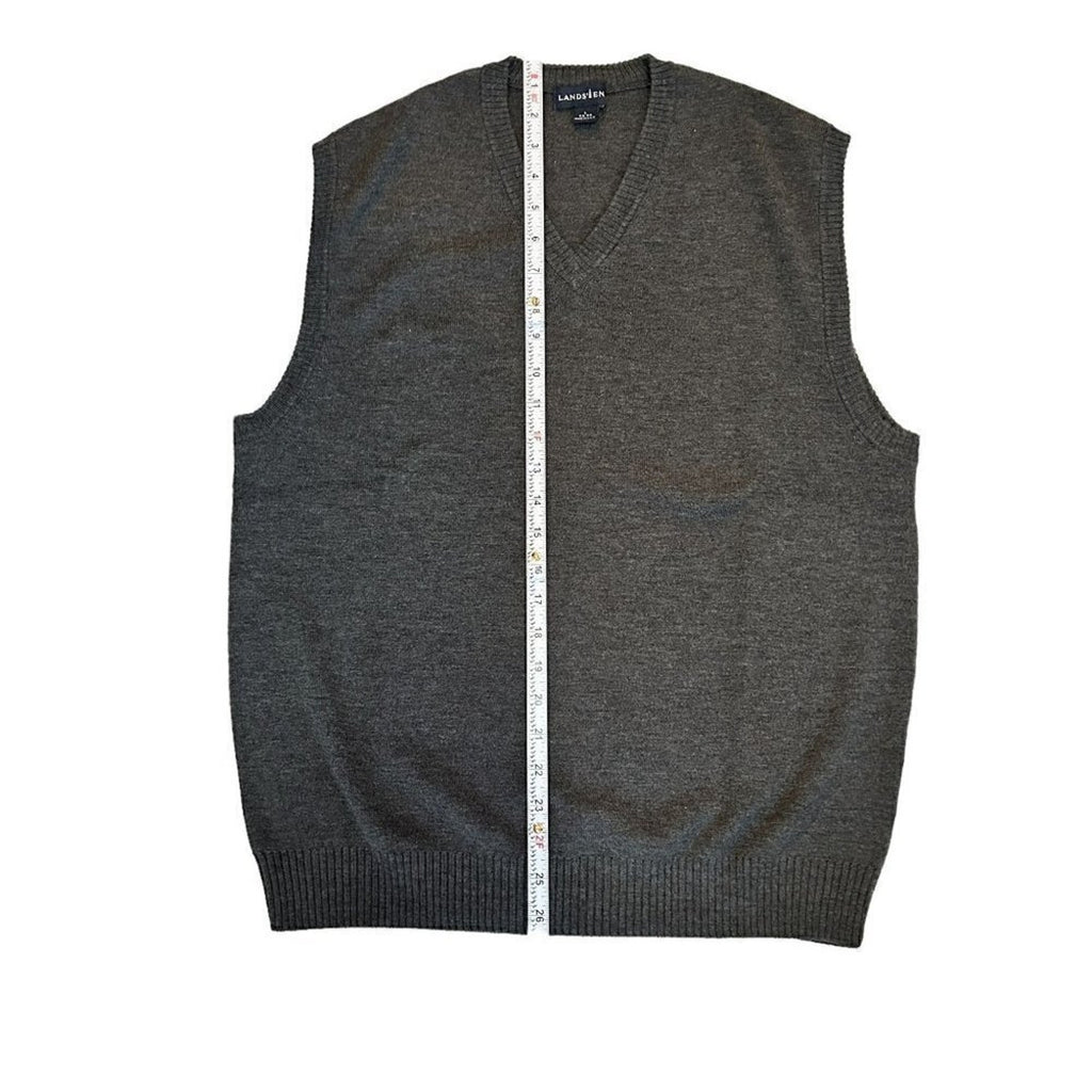 VTG 90's Lands End Sweater Vest Men's Size L Gray Pullover - Golf Style #P1490