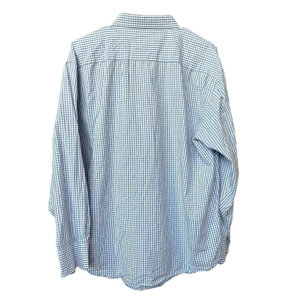 Bocari Men's Shirt Long Sleeve Button Up Blue Gingham Plaid Size XL #G1268