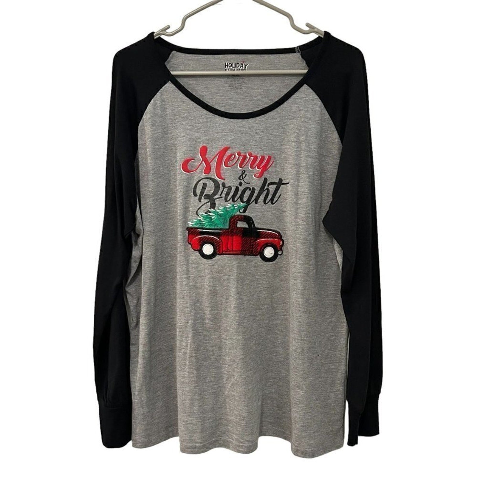 Holiday Fam Jams Sleepwear Pajama Shirt Sz. 2X Christmas Fuzzy Truck #O1415