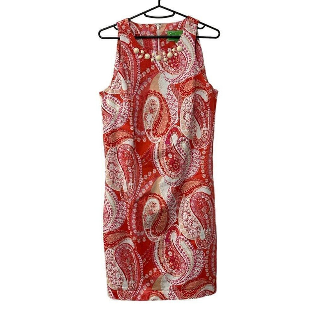 Pink Paisley Sheath Dress Size 6 – Zip Neck Detail #HB