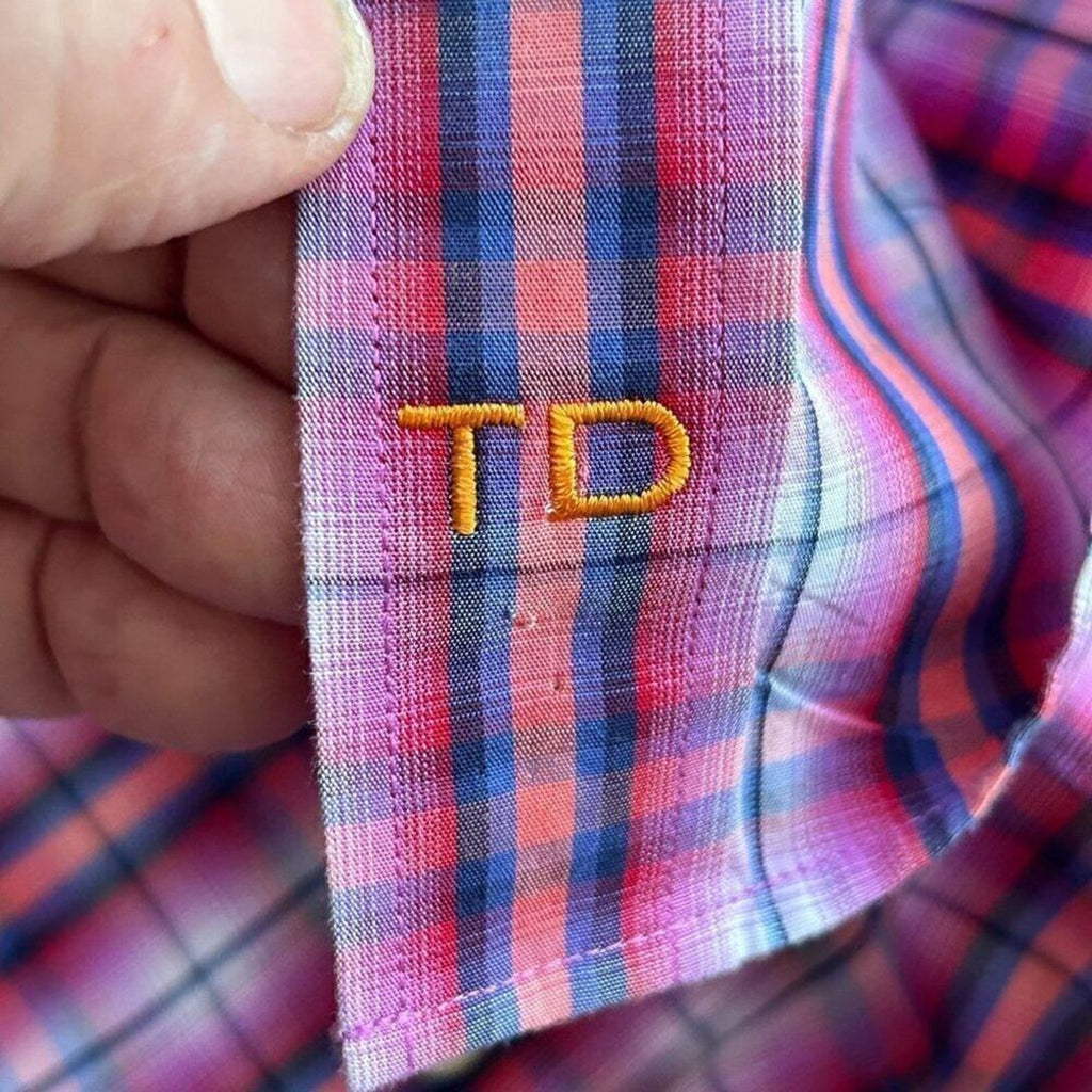 Thomas Dean TD Men's Shirt Button Up Size XXL Plaid Collar Cuffs Designer  #B145