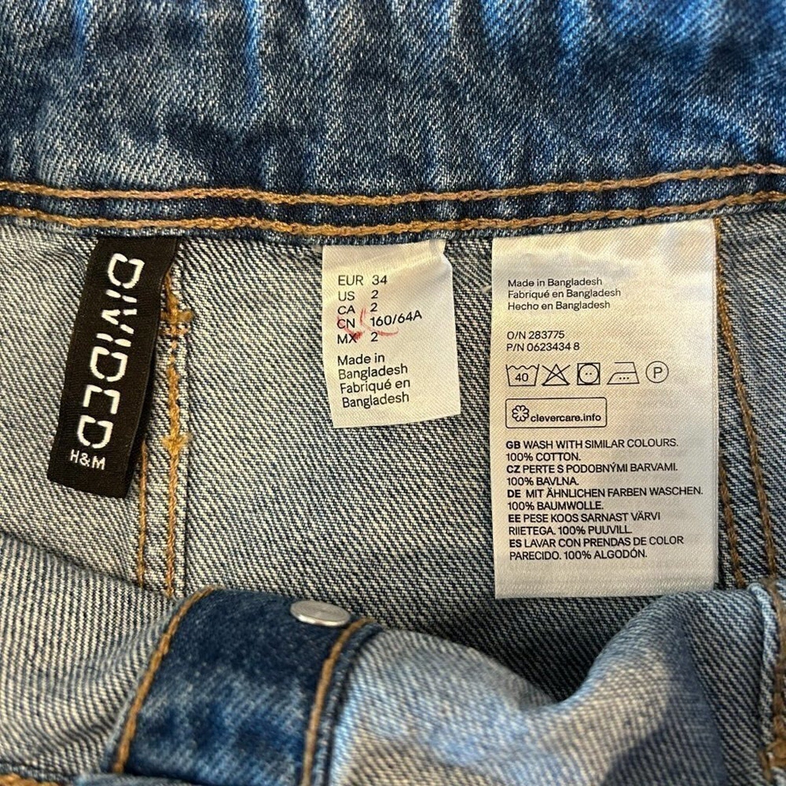 Divided Denim Mini Skirt Full Button Up Size 2 Blue 100% Cotton #12