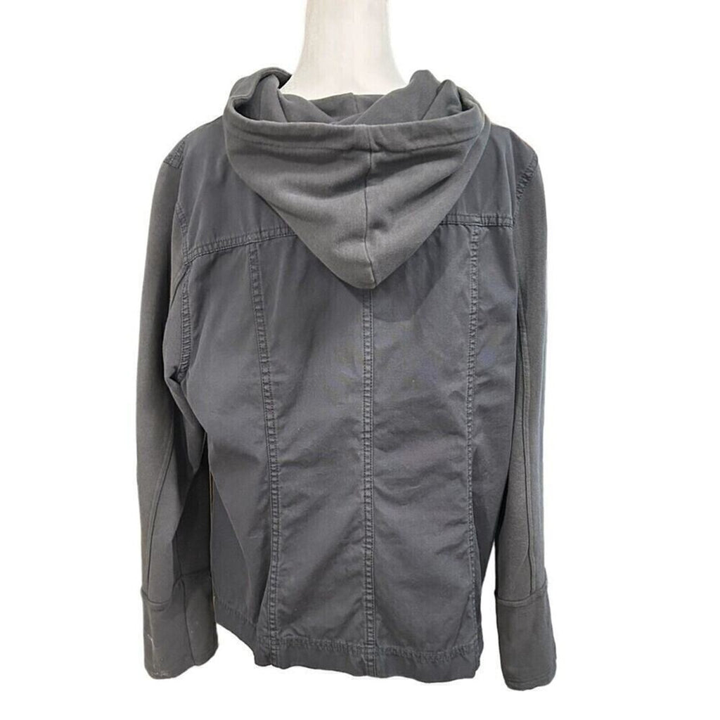 Ruff Hewn Women's Jacket Size XL Gray Hooded Full Zipper #SH