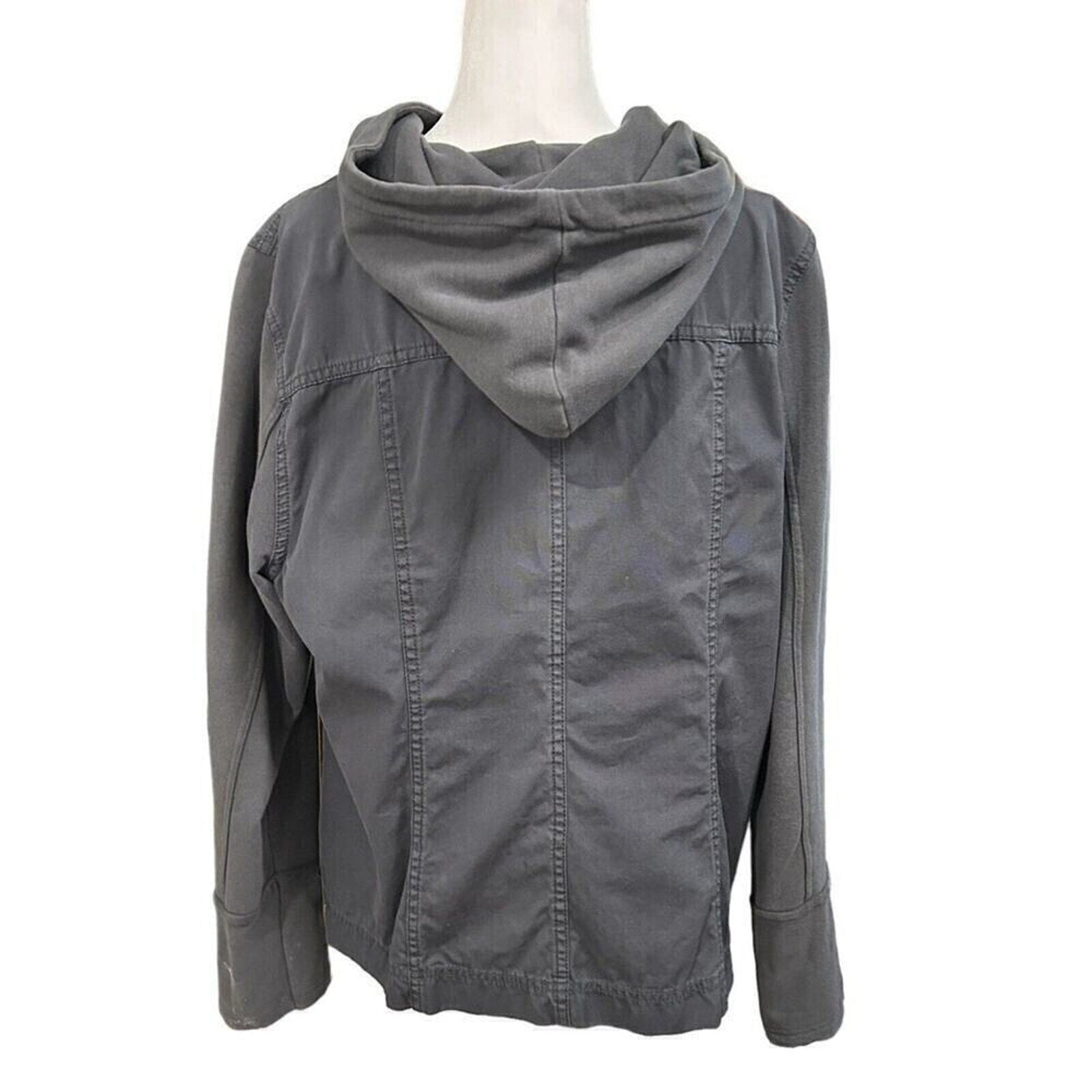 Ruff Hewn Women's Jacket Size XL Gray Hooded Full Zipper #SH