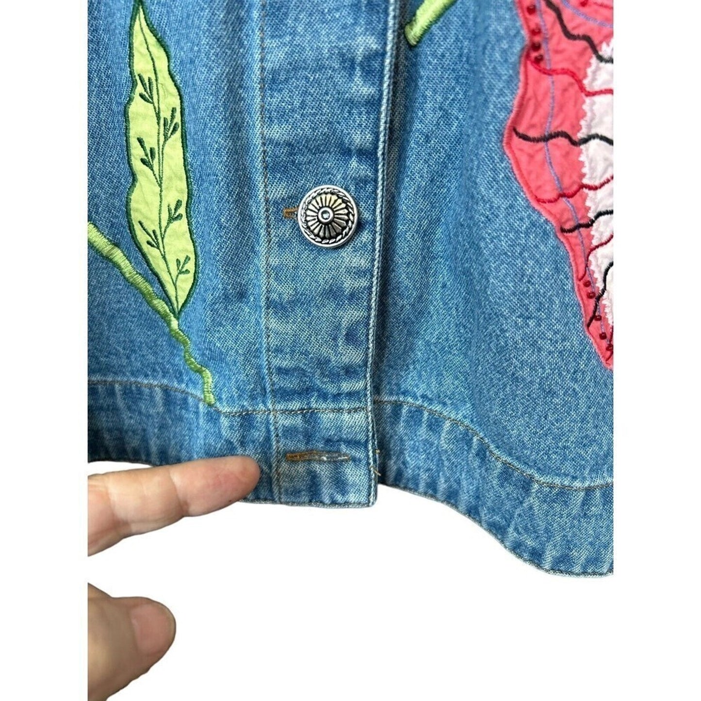 White Stag Women's Embroidered Denim Jacket Size Med. Measurements below #G1255