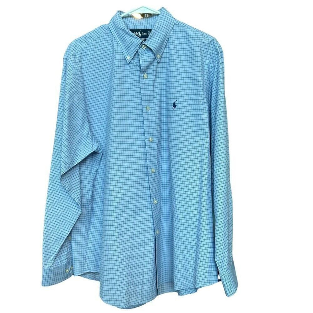 Ralph Lauren Men's Button Down Shirt, Sz. 17, Blue Check, Long Sleeve #11