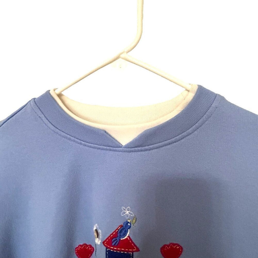 Kim Rogers Women's Size M Flowers, Sweatshirt, Mock T-Shirt Collar  #A-1594